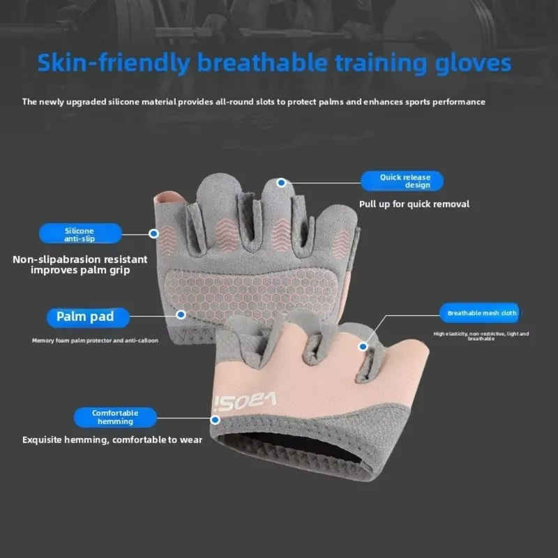 Pilates Yoga Aerial - Anti-Hornhaut Vier-Finger-Halbfinger-Handschuhe, rutschfest, atmungsaktiv, für Sport,