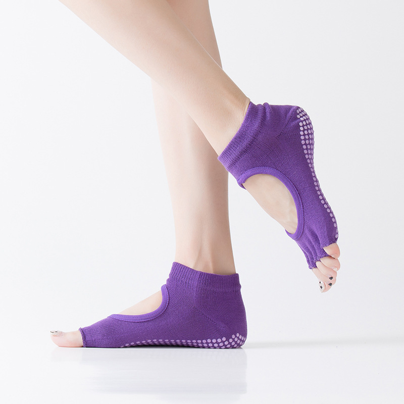 Pilates Yoga And Gym - Damen Fünf-Zehen-Socken ohne Rückseite, Rutschfeste Fitness-Workout-Yoga-Socken,