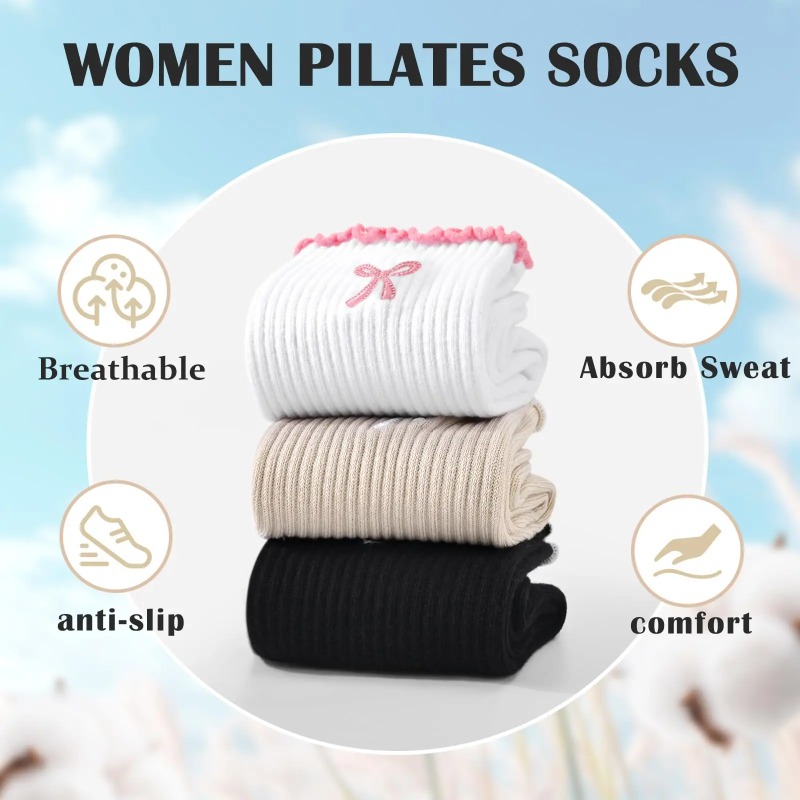 Pilates & Yoga Studio Alineacion - Professionelle Yoga-Socken, Baumwoll-Riemen mit Silikon-Antirutschbeschichtung für