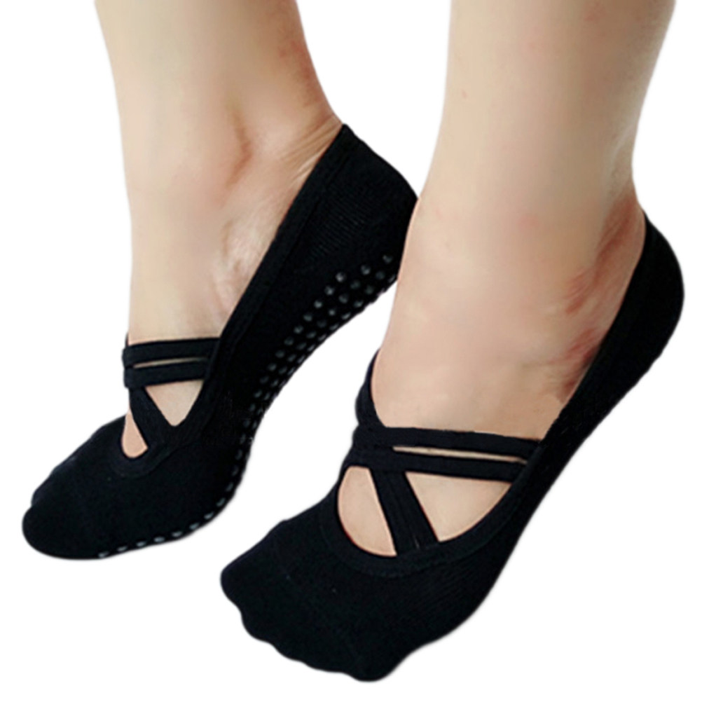 Pilates Yoga Grip Socks - Yoga-Socken für Damen, Schwarz, Rutschfest, für