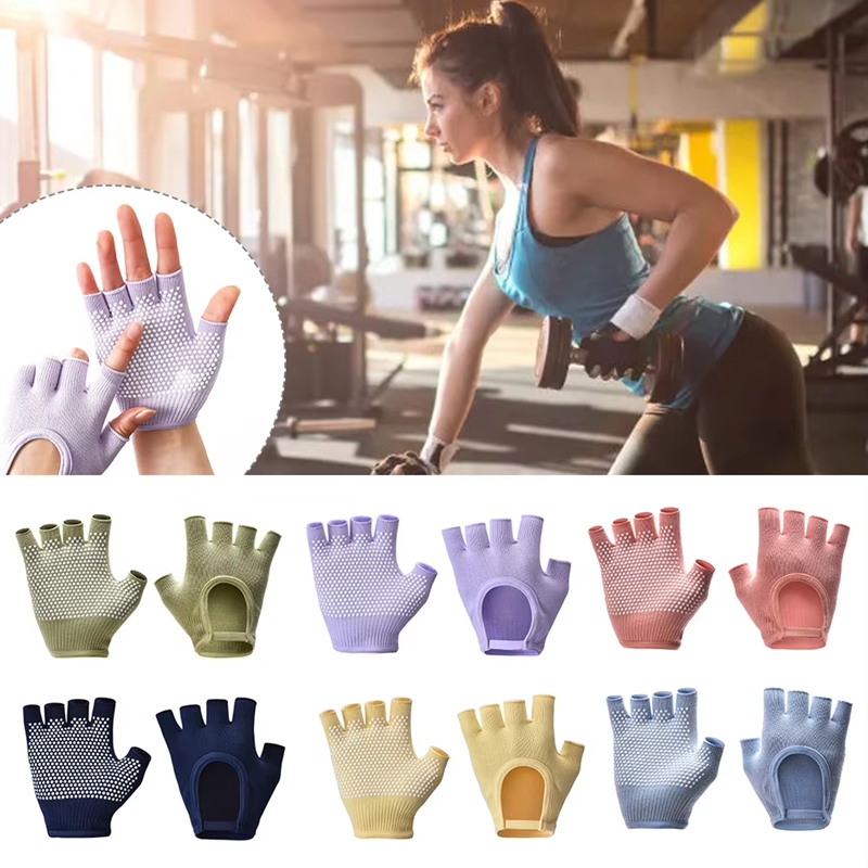 Pilates Yoga Aerial - 1 Paar halbfingerige, rutschfeste Yoga-Handschuhe für