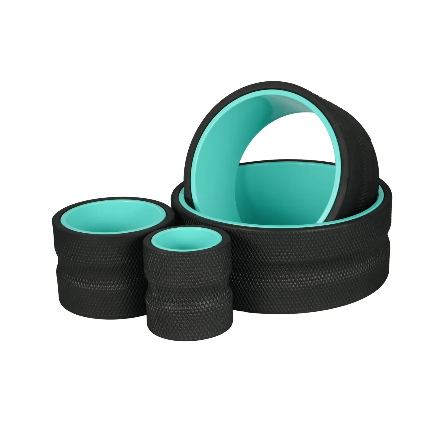 Pilates Yoga Wheel - EVA Yoga-Rad Vierteiliges Yoga-Massage-Stab-Set Pilates Bauchtrainer