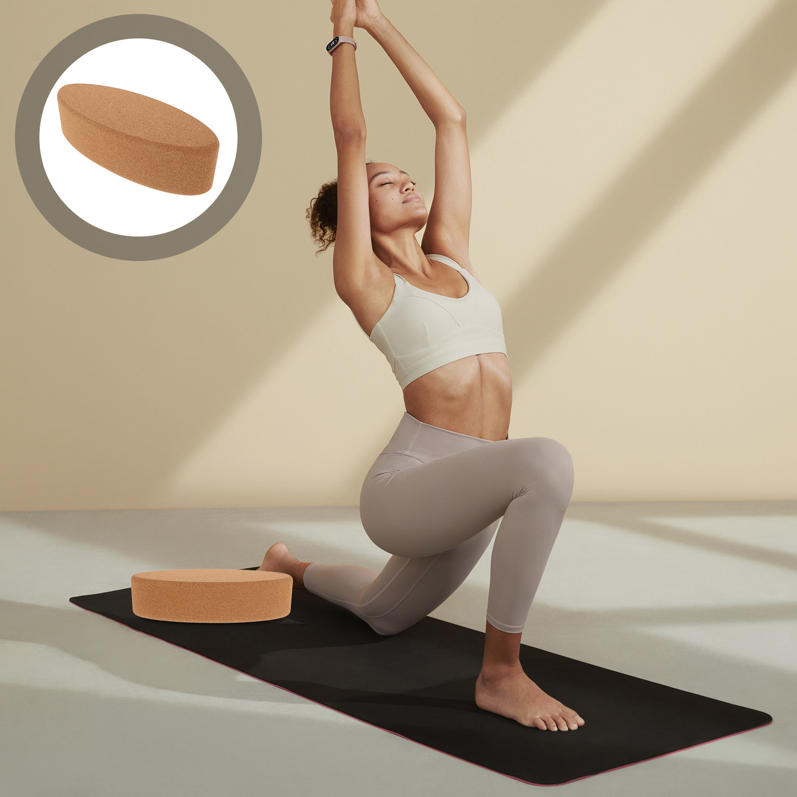 Yoga Block Cork - Kork-Yoga-Blöcke Oval für Dehnübungen, Tanz, Pilates,