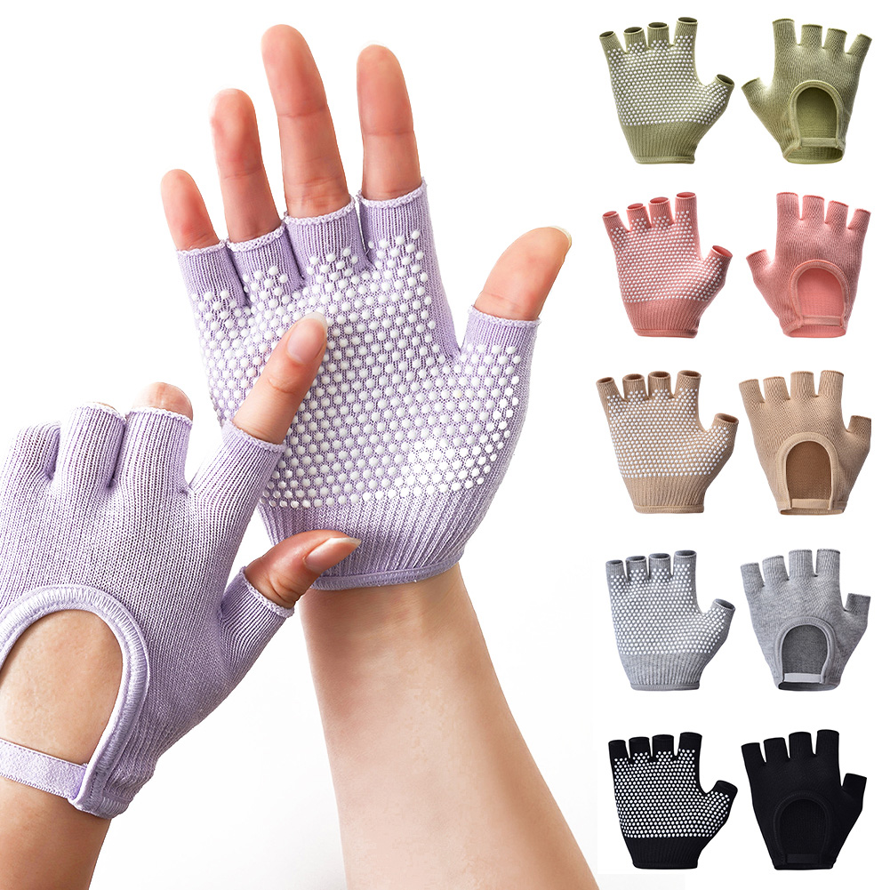 Pilates Yoga Aerial - 1 Paar Halbfinger-Yoga-Handschuhe Rutschfest Damen Pilates